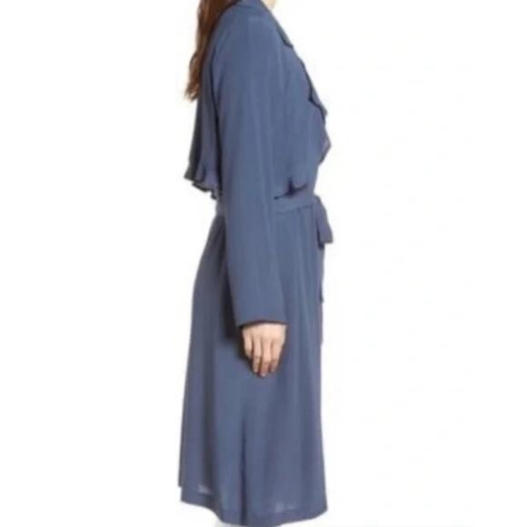 Trouve Ruffle Drape Belted Duster Jacket NWT Size Large - Picture 3 of 3